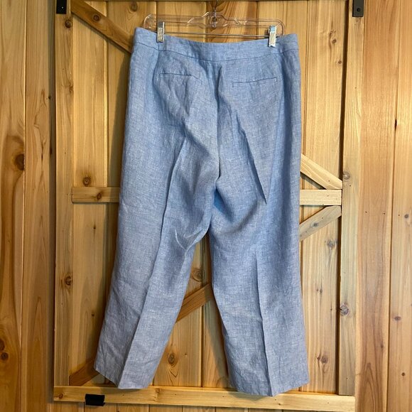 Talbots Women Blue Chambray Linen Pants Cropped Lightweight Size 10 - Picture 2 of 7